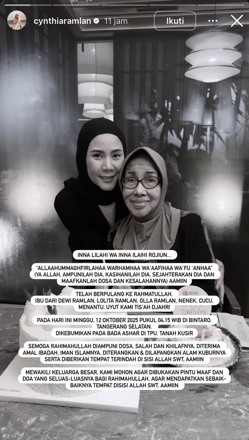 Kabar Duka Ibu Olla Ramlan (instagram)